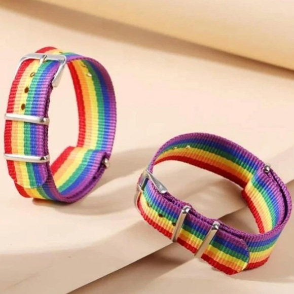 Rainbow Striped Bracelets (2pcs) - Picture 4 of 5